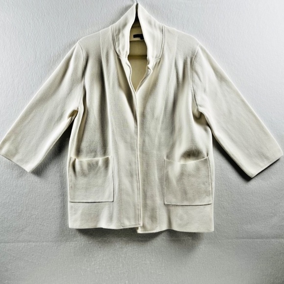 Quince Women's M Organic Cotton Open Front Cardigan Creme Ivory Neutral - Picture 1 of 9